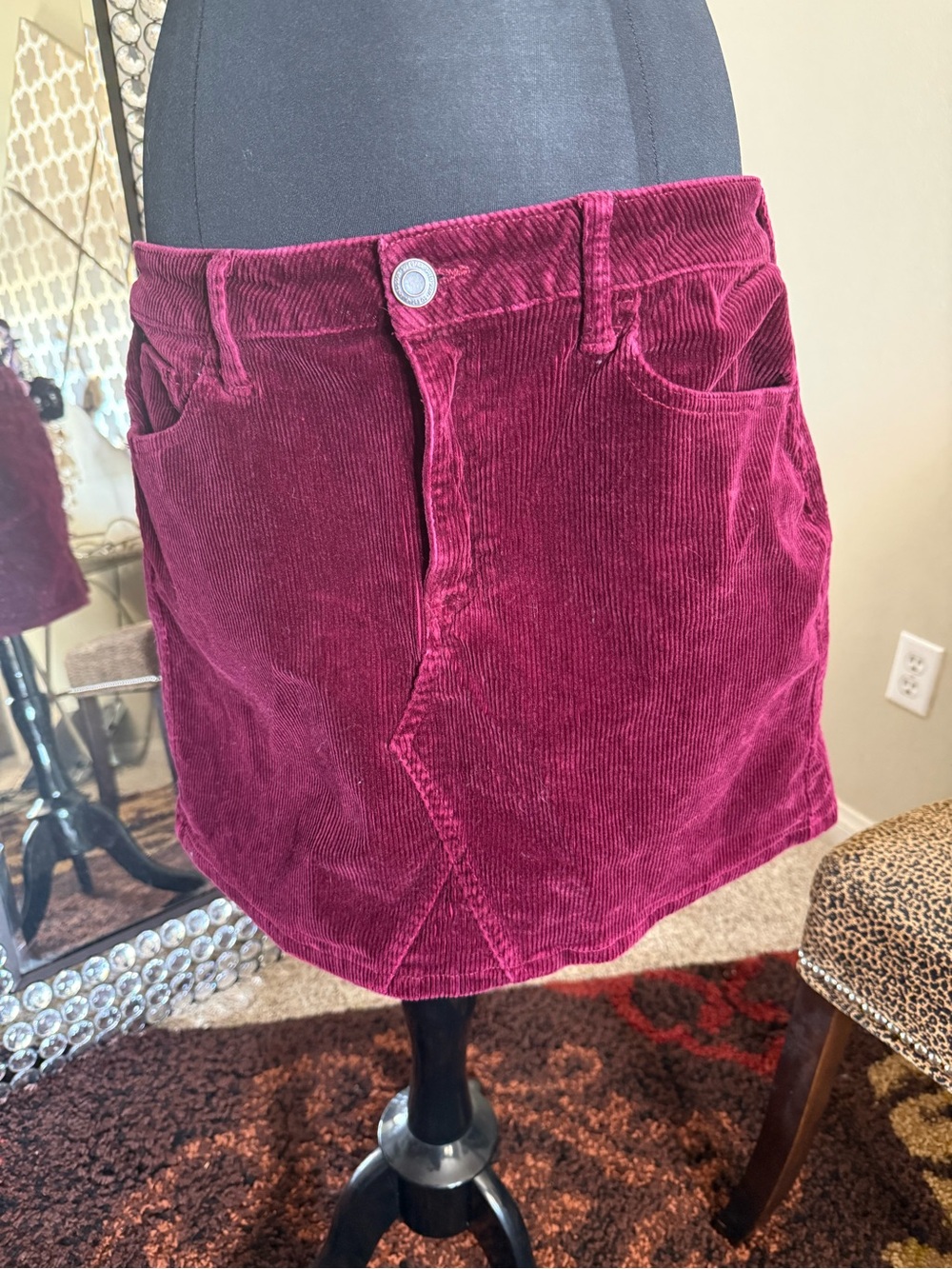 SO Wine Corduroy Mini Skirt